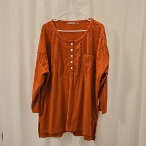 Women's Orange Button-Up Top